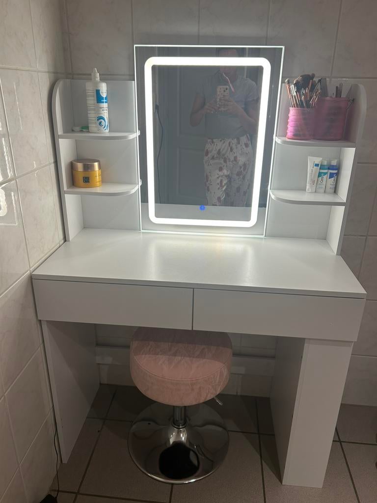 Coiffeuse de maquillage avec éclairage LED + tabouret, Enlèvement, Comme neuf