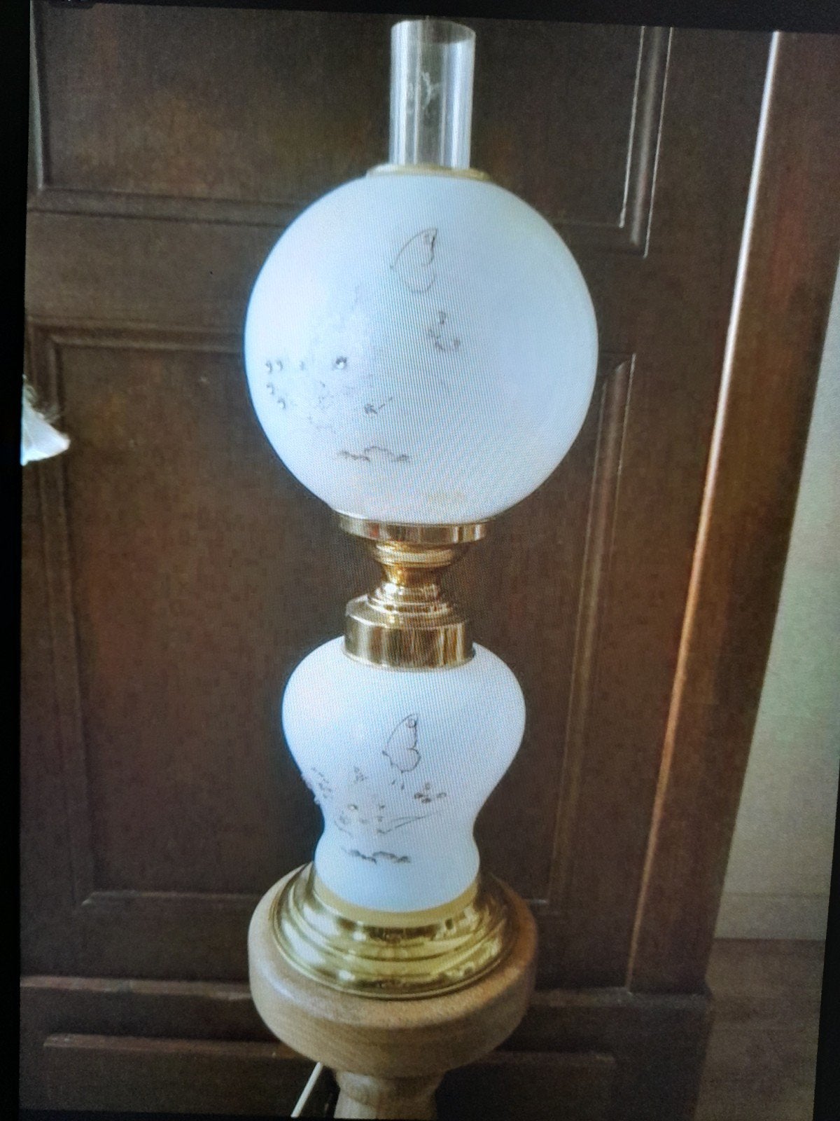 Zeer mooie antieke lamp, zeer fijne patronen met briljanten, Met schakelaar, 55 cm, Overige stijlen, Ophalen of Verzenden