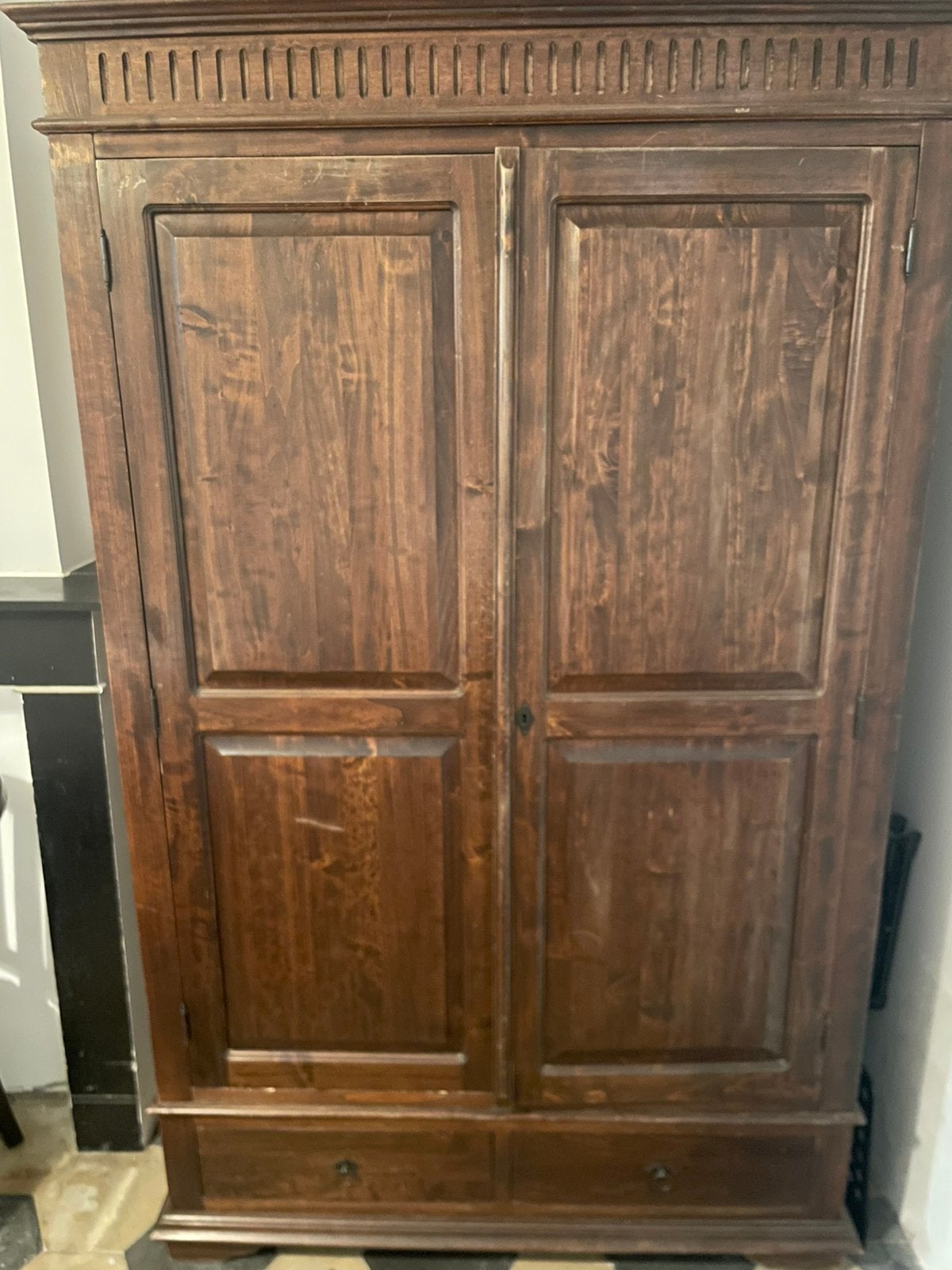 antieke houten kasten samen (grote kast + sieradenkastje), Antiek en Kunst, Antiek | Meubels | Kasten, Ophalen