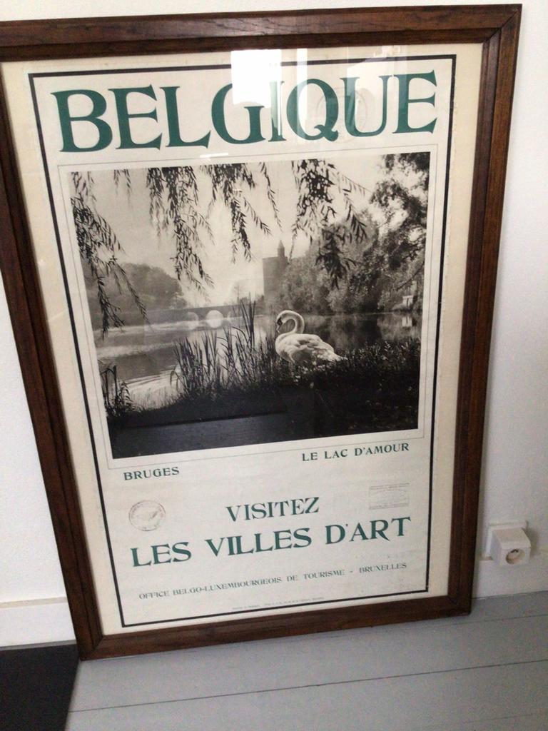 Ingekaderde affiche Brugge, belgische spoorwegen, Antiek en Kunst, Ophalen