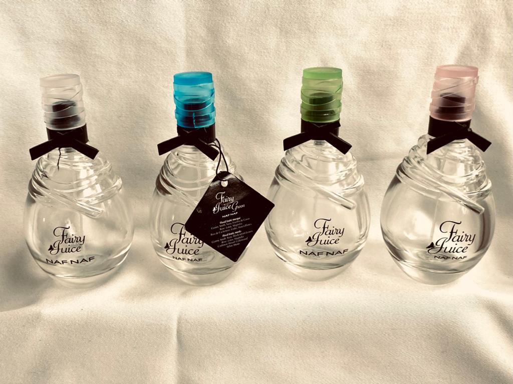 Vier lege parfumflesjes Naf Naf, Ophalen of Verzenden, Gebruikt, Parfumfles