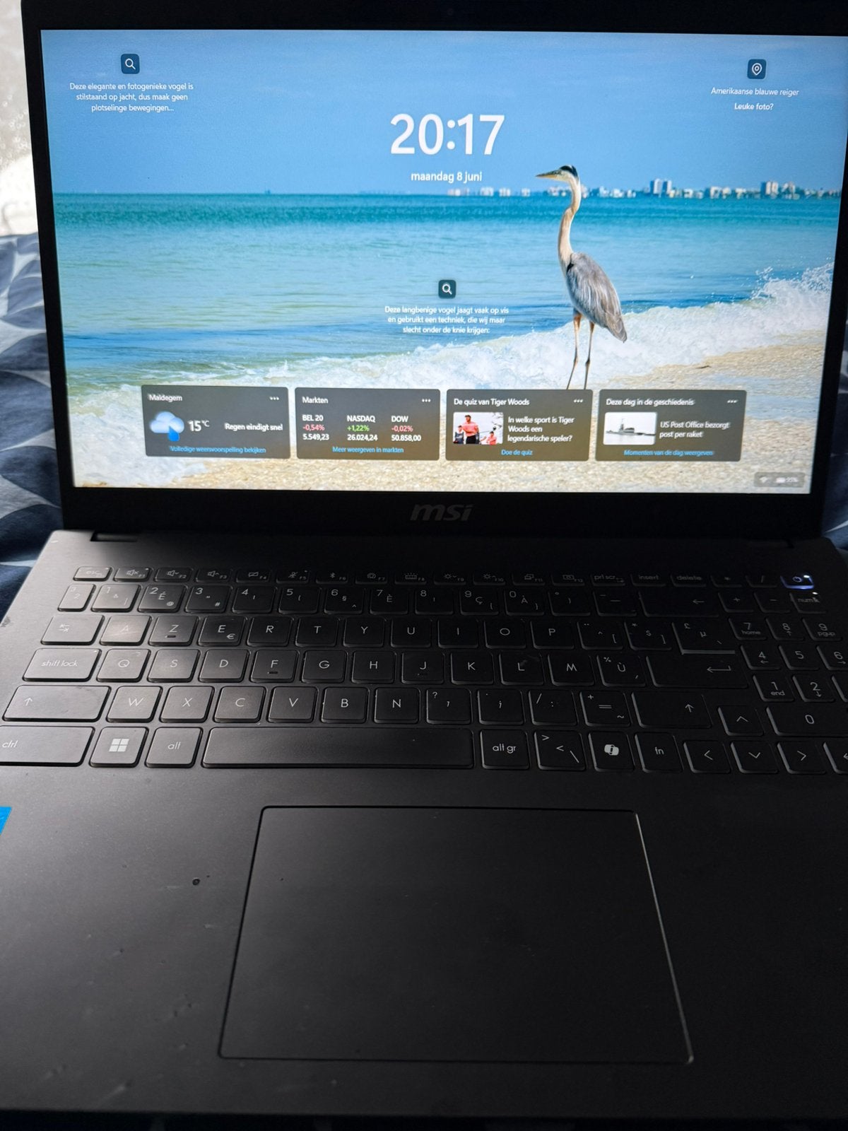 MSI laptop 15inch - 16gb ram - intel i5 13th gen - 500gb ssd, Computers en Software, Ophalen, Zo goed als nieuw, Azerty, SSD