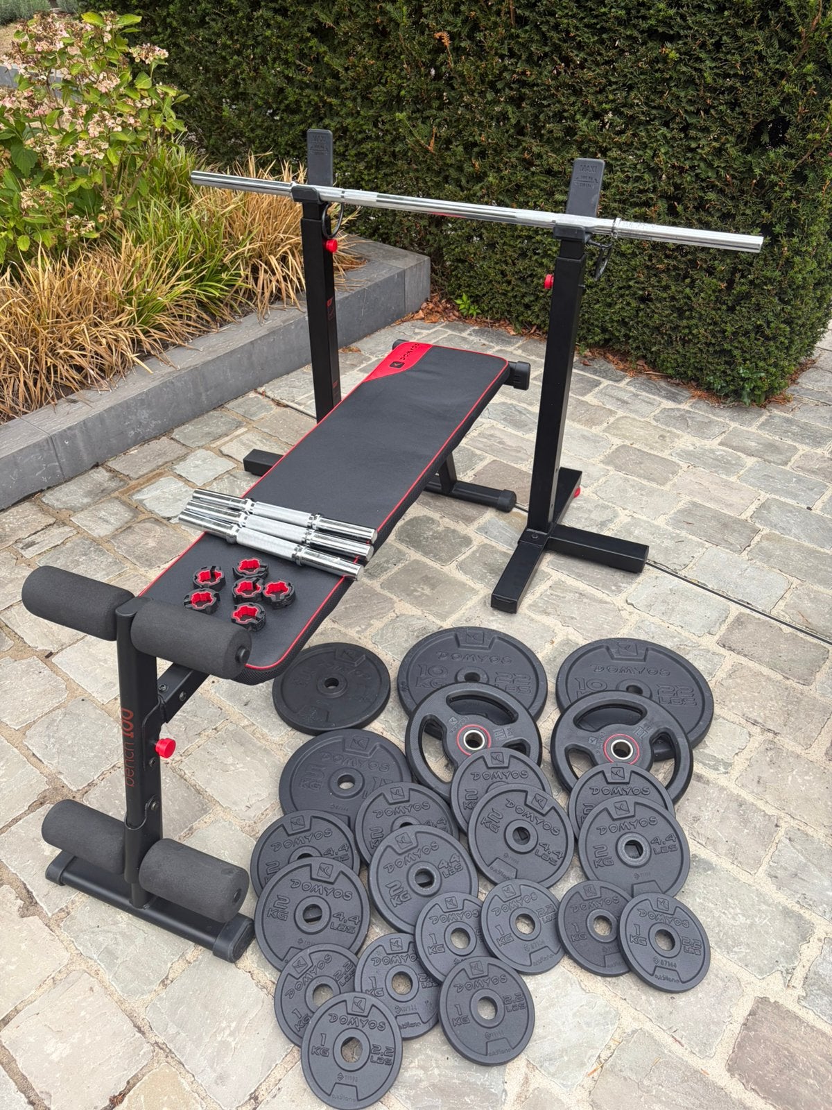 Fitnessbank + gewichten, Ophalen, Zo goed als nieuw, Benen, Fitnessbank