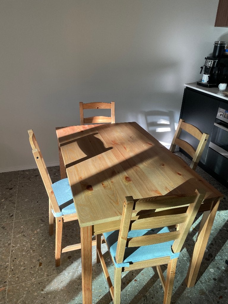 Eettafels met stoelen, Ophalen, Gebruikt, 100 tot 150 cm, Vierkant
