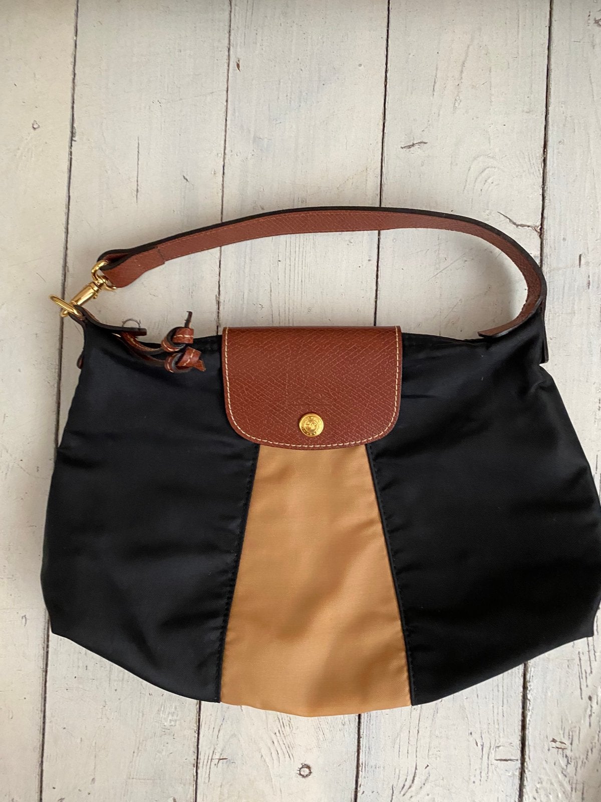 Originele Longchamp tas zwart/beige - perfecte staat, Enlèvement ou Envoi, Comme neuf, Noir