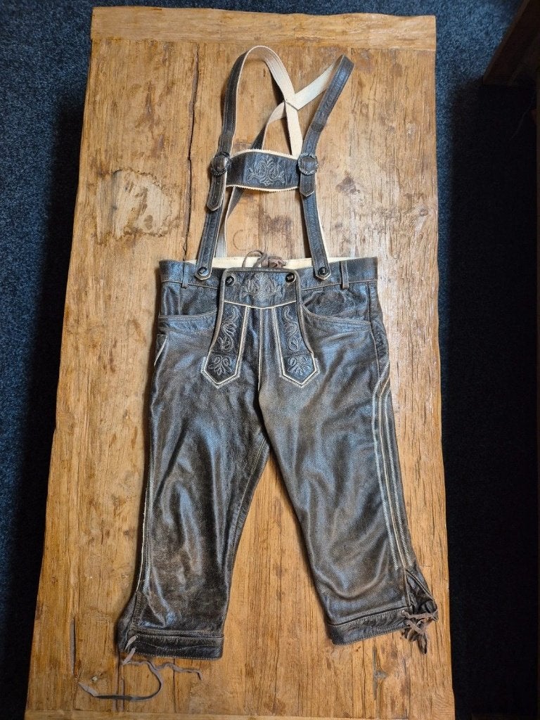 Heren lederhosen 3/4, Kleding | Heren, Edelnice Trachtenmode, Bruin, Maat 48/50 (M), Ophalen of Verzenden