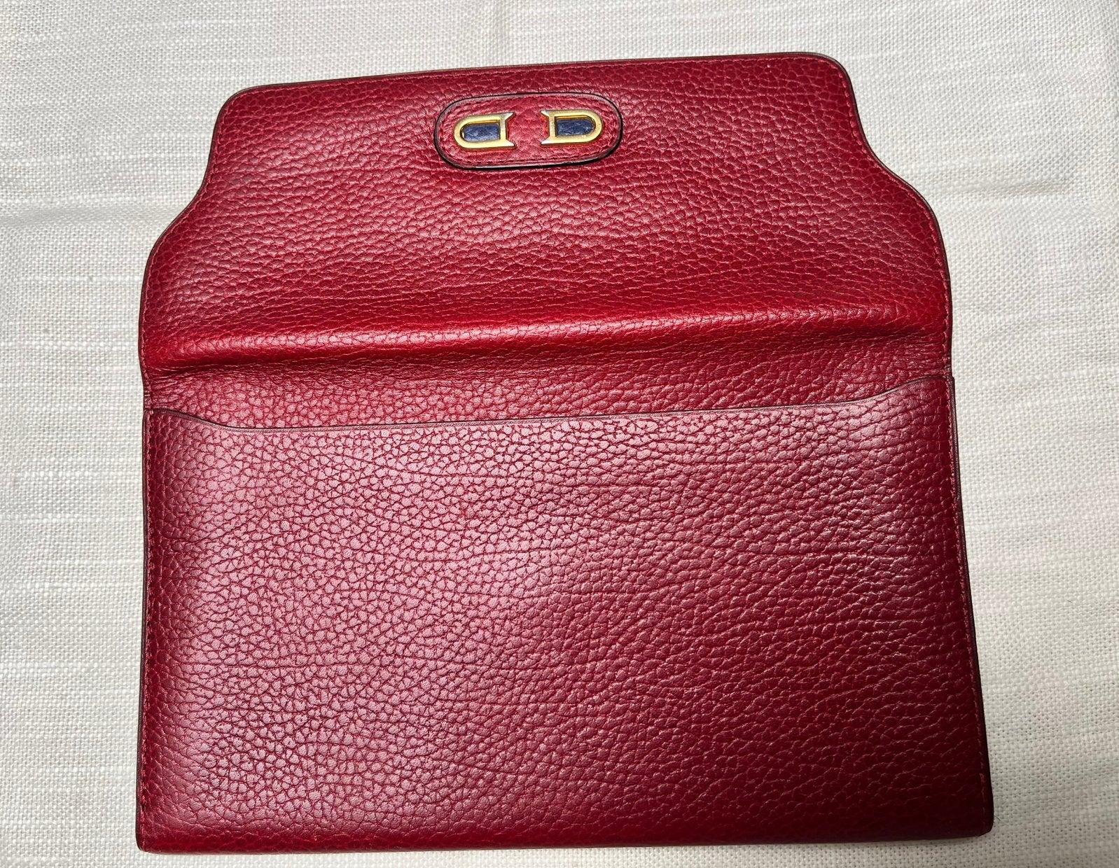 Vintage Delvaux portefeuille / clutch – bordeaux, Handtassen en Accessoires, Ophalen of Verzenden, Gebruikt, Rood, Leder