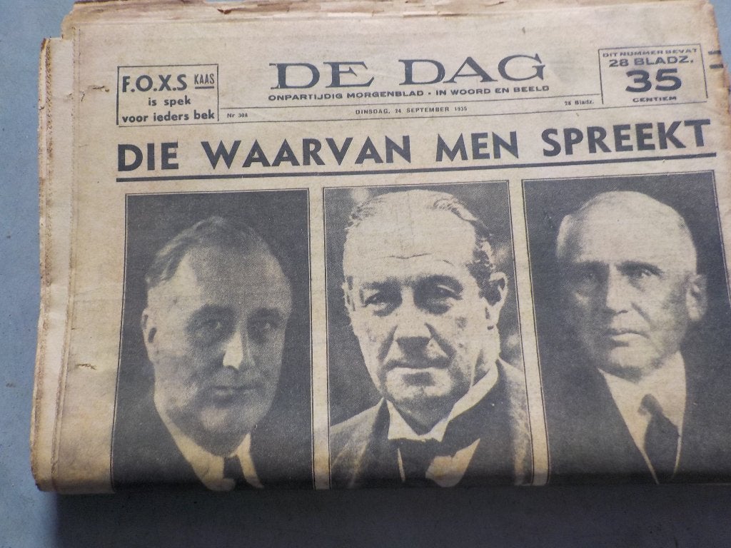 Oude krant uit 1935, Ophalen, Krant