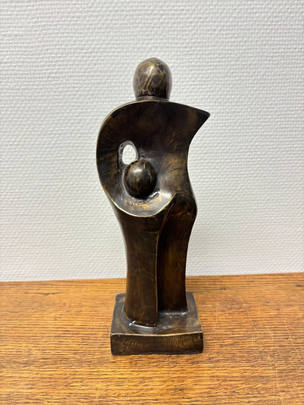 Abstract bronzen beeld moeder en kind, Antiek en Kunst, Ophalen of Verzenden, Brons