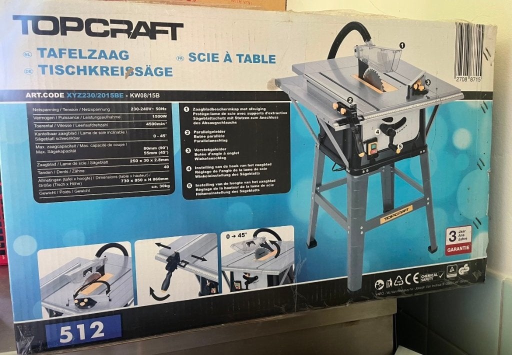 Scie à table TopCraft, neuve, 1500 W, Enlèvement, Neuf, Tronçonneuse