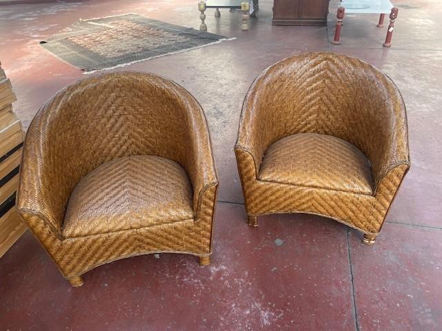 Lot de 2 petits fauteuils en osier/rotin – très confortables, Moins de 75 cm, Osier ou Rotin, Comme neuf, Enlèvement