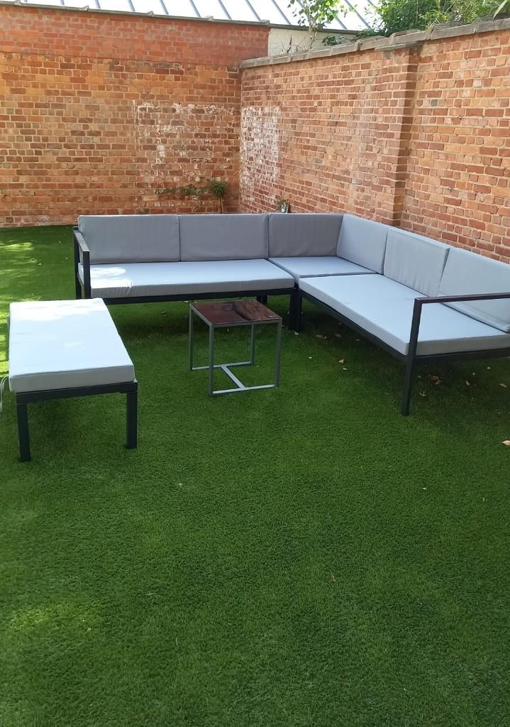 set de jardin, Jardin & Terrasse, Ensembles de jardin, Comme neuf, Salons de jardin, Aluminium, 7 places, Banque, Table à dinner
