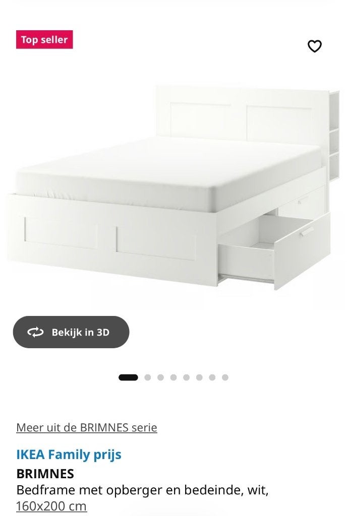 Bed Brimnes 160x120 cm, Enlèvement, Utilisé, 200 cm, Blanc
