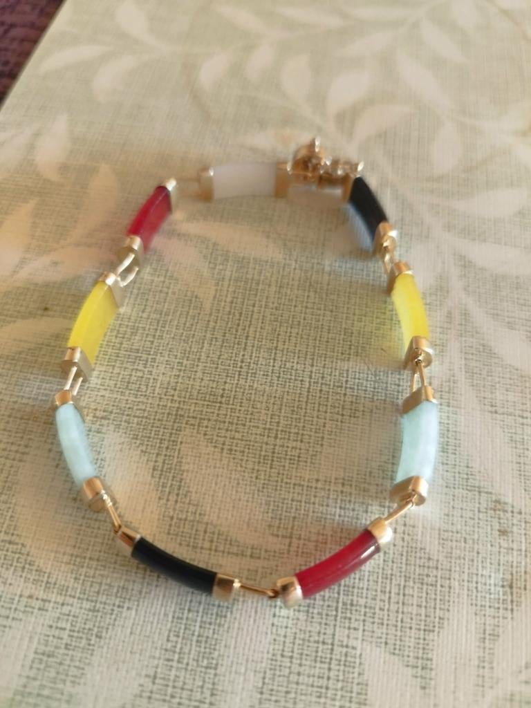 Bracelet en argent jade vintage, Zilver, Zilver