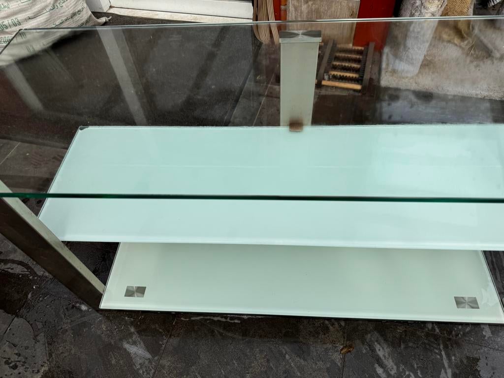 Tv tafel, Ophalen, Gebruikt, 100 tot 150 cm, Glas