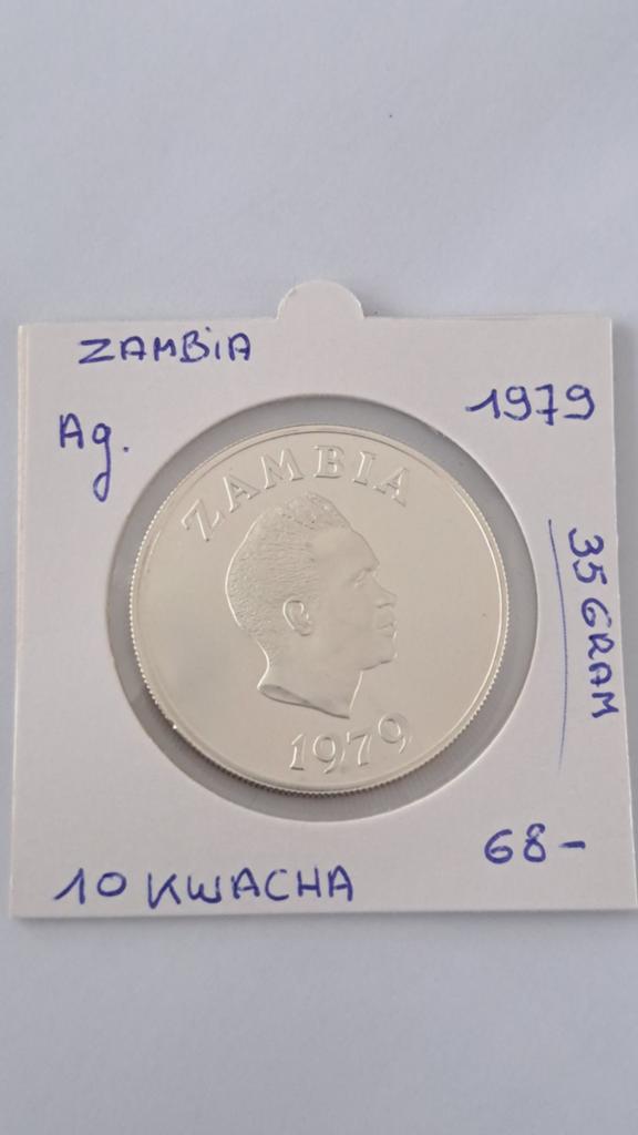 Zambia 10 kwacha 1979 AG (35 gram), Postzegels en Munten, Munten | Afrika, Ophalen of Verzenden, Zambia