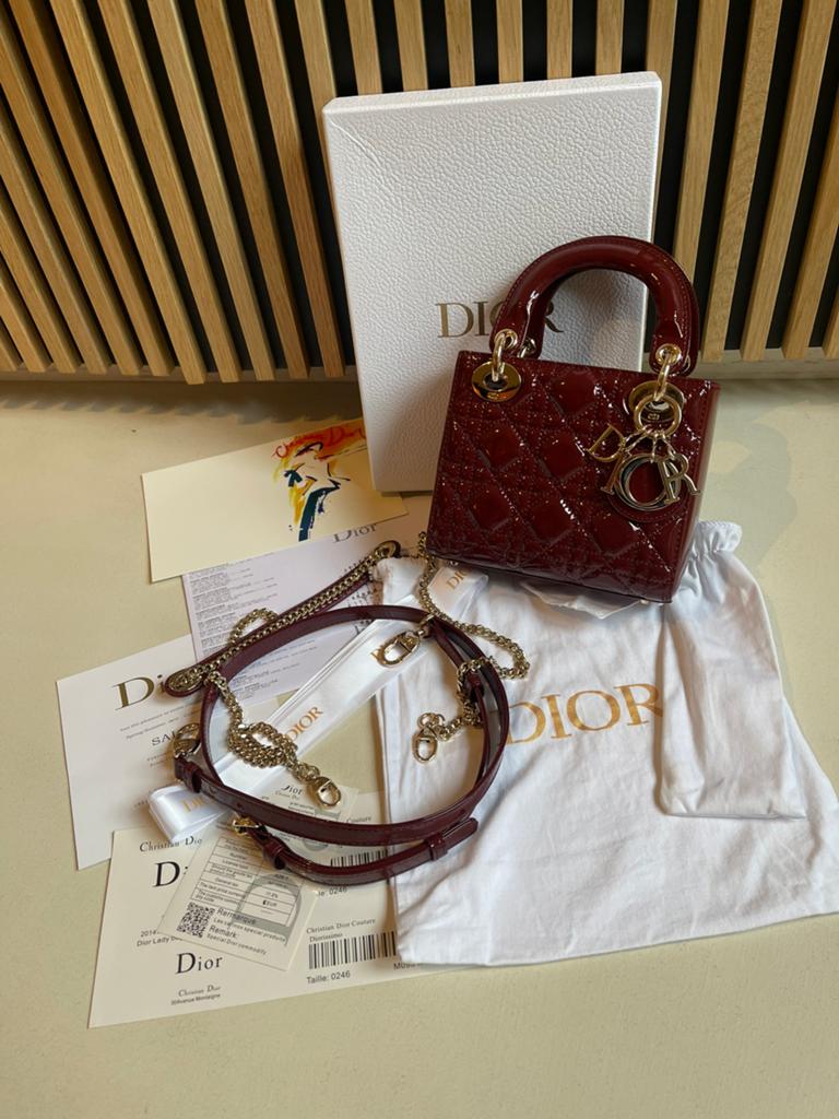 Sac lady dior bordeaux cuir cannage, Enlèvement ou Envoi, Comme neuf