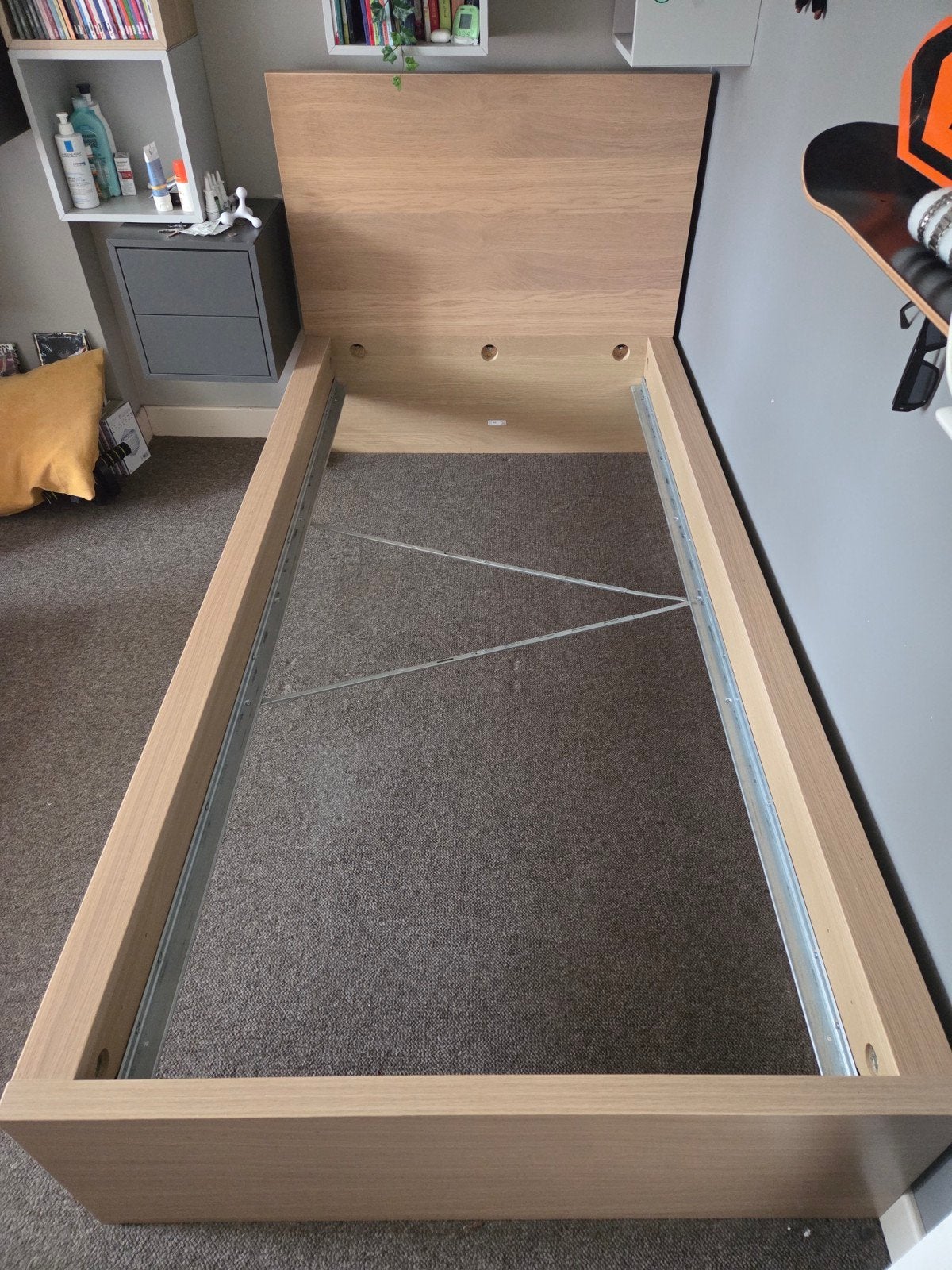Lit ikea malm chêne clair 1 personne, 90 cm, Enlèvement, 200 cm, Une personne