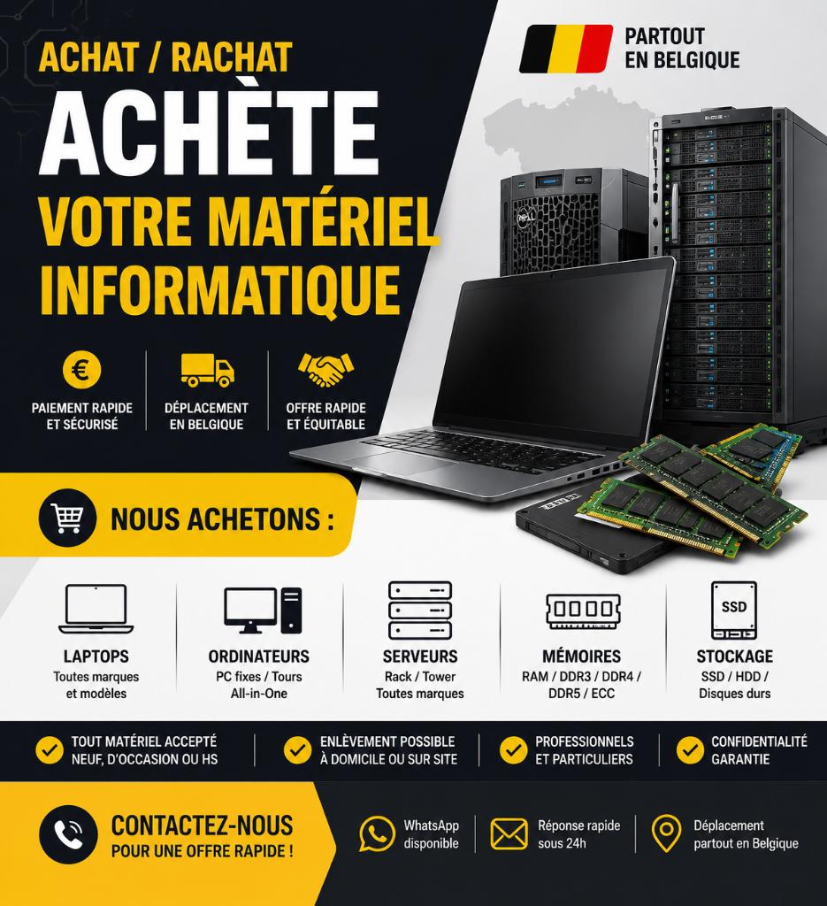 achat d'un ordinateur portable, d'un ordinateur, RAM,, Informatique & Logiciels, Serveurs, Enlèvement, Utilisé