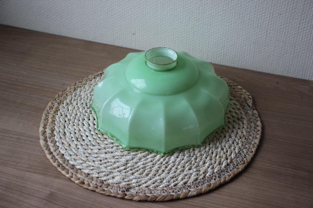 Vintage mintgroene opaline glazen lampenkap, Ophalen of Verzenden, Gebruikt, Groen, Glas