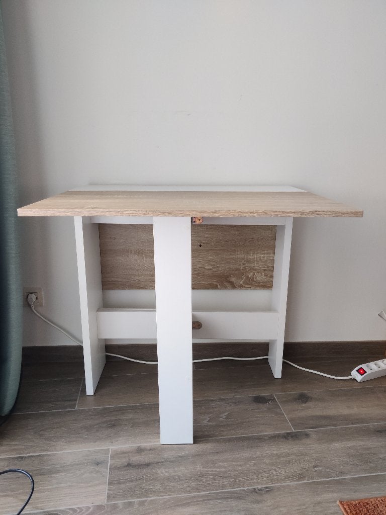 Open klap tafel van wit en licht hout, Enlèvement