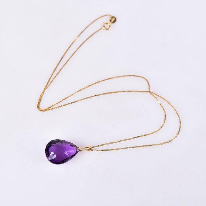 Gouden ketting (18 karaat) met edelsteen (amethist), Handtassen en Accessoires, Edelstenen, Ophalen, Nieuw