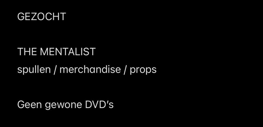 Gezocht: The Mentalist spullen / merchandise / props, Tickets & Billets, Réductions & Chèques cadeaux