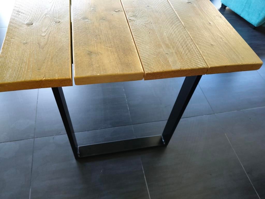 Tafel hout en metaal 200 CM /75 cm, Huis en Inrichting, Tafels | Eettafels, Ophalen, Metaal