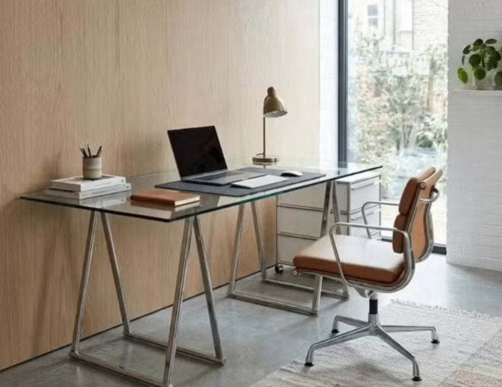 bureau Mid-Century Modern / Space Age., Huis en Inrichting, Bureaus, Modern, Glas, Grijs, Ophalen