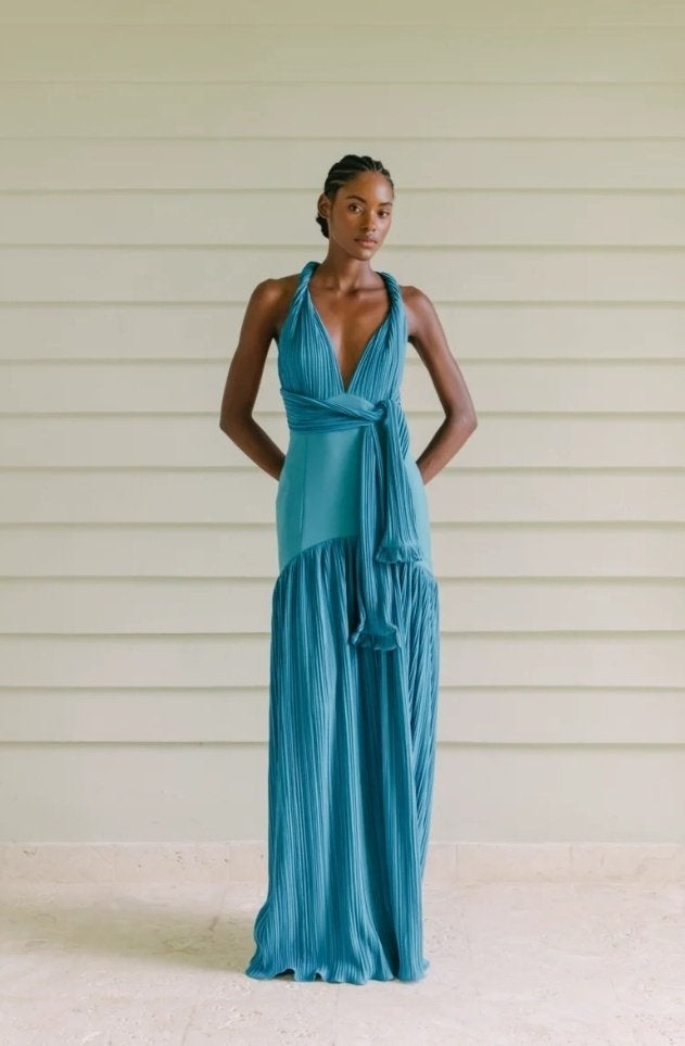 Robe longue Maylé Vásquez cayo turquoise neuve, Taille 38/40 (M), Bleu, Sous le genou, Envoi