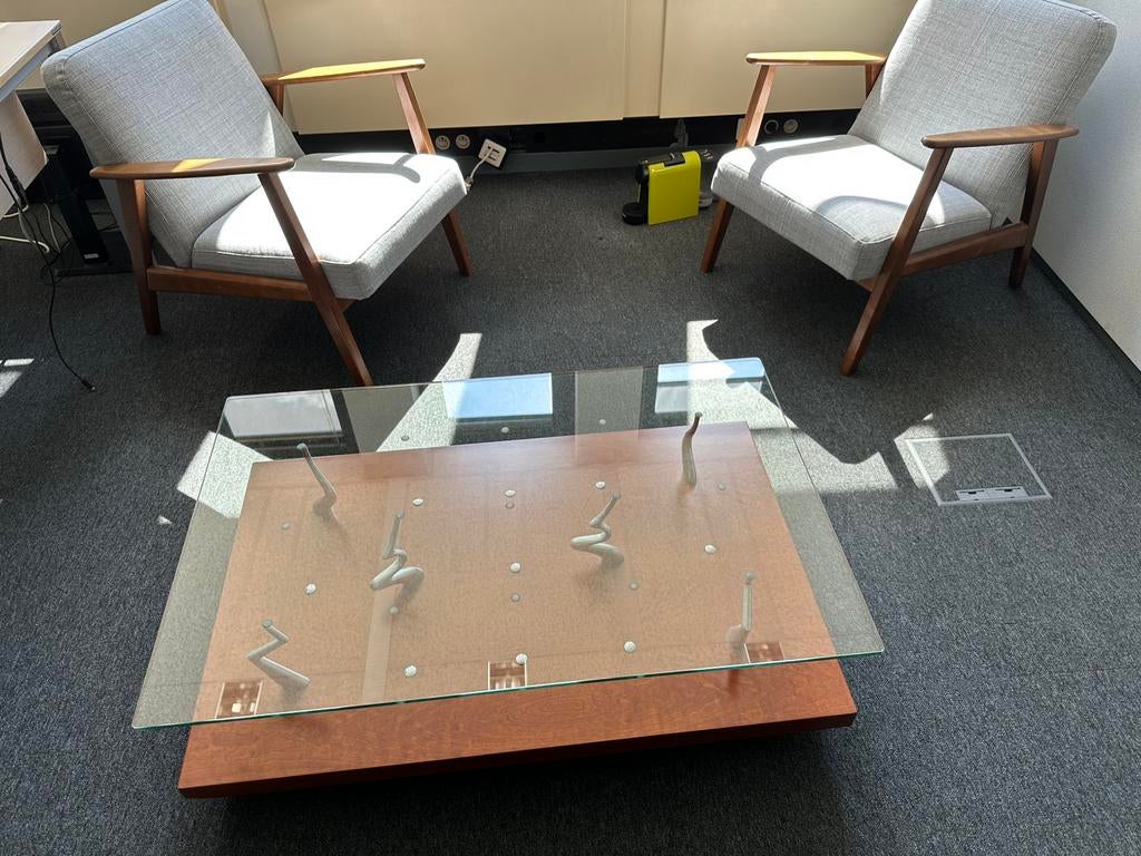 Salontafel - Massief hout en glas, Ophalen