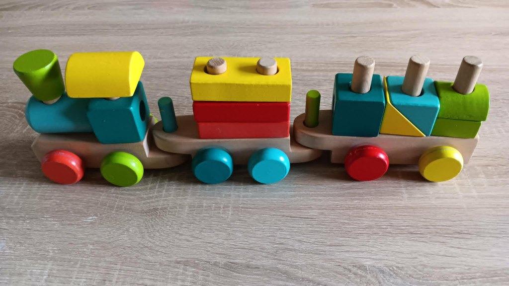 Houten blokkentrein Hema, Kinderen en Baby's, Speelgoed | Houten speelgoed, Ophalen, Gebruikt