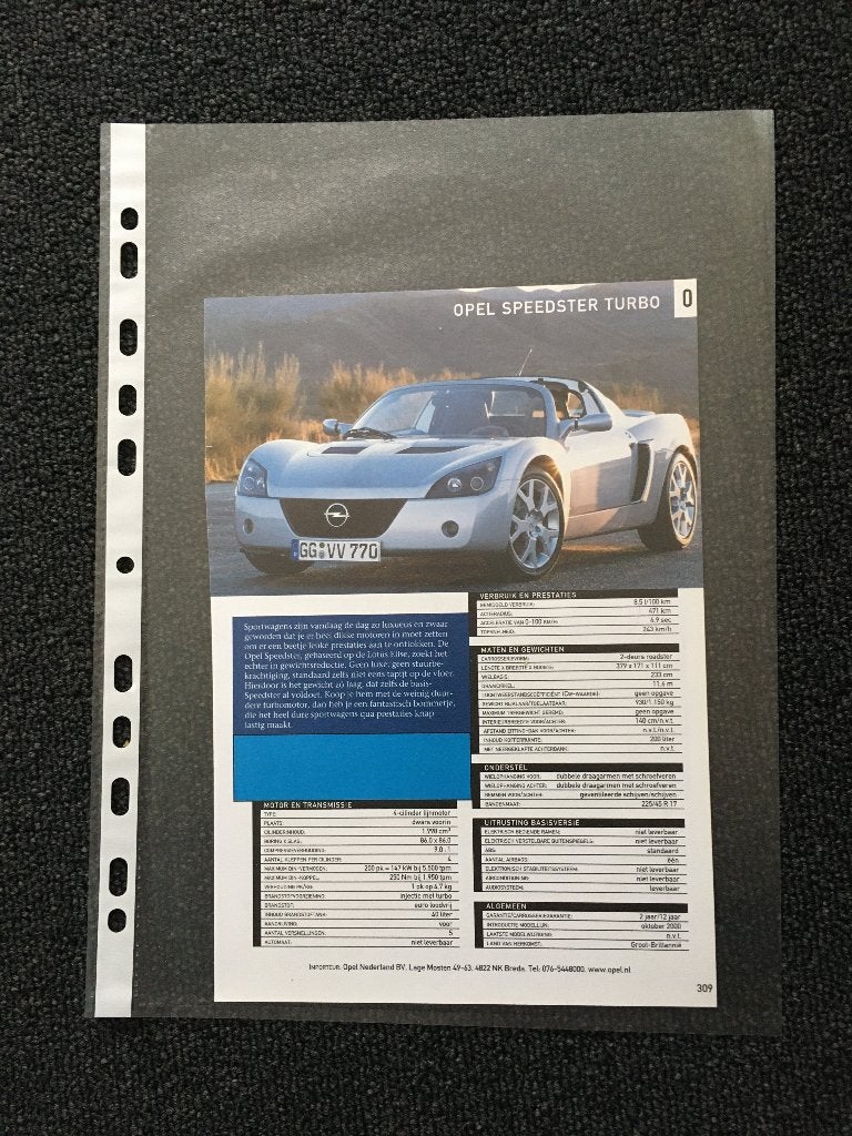 Article sur l'Opel Speedster Turbo, Enlèvement ou Envoi, Comme neuf, Opel
