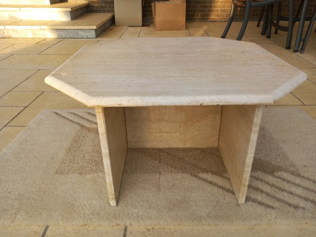 8 hoek travertin salontafel  / bijzettafel mooie staat, Ophalen of Verzenden