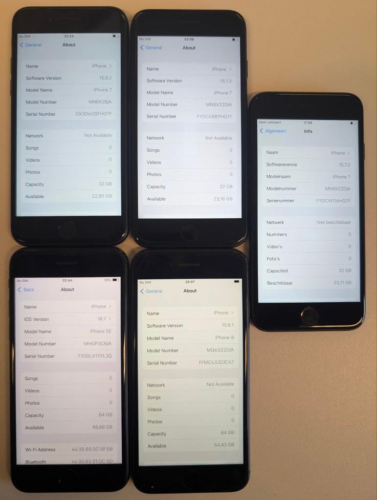 iPhone 3x 7 + SE - lot van 4  stuks - koopje, Télécoms, Téléphonie mobile | Apple iPhone, Enlèvement ou Envoi, IPhone 7