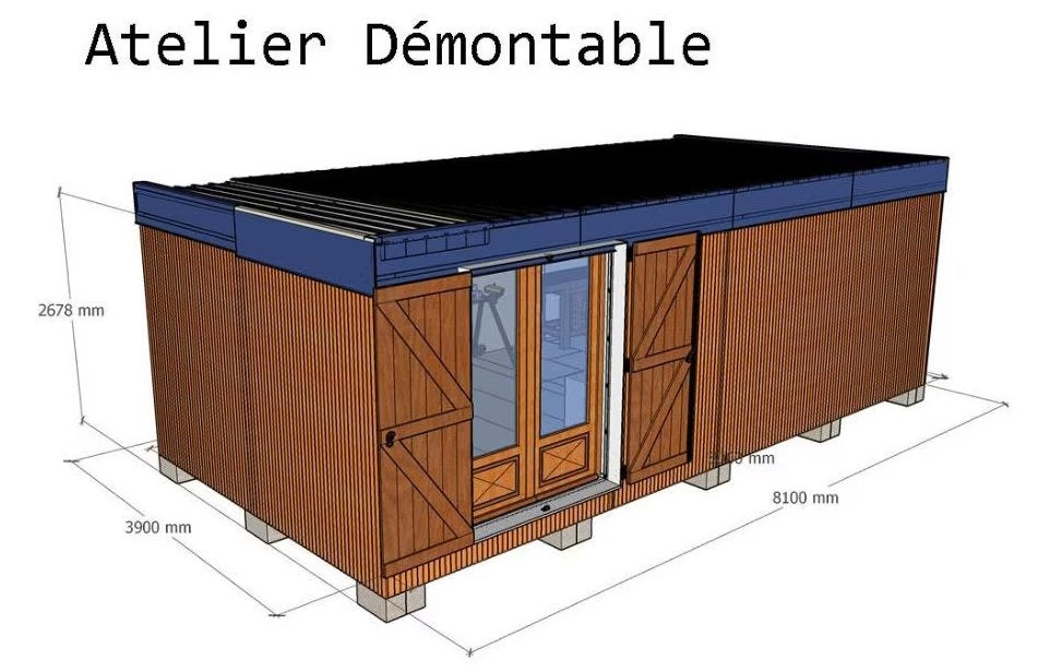 Atelier Bois / Moto démontable, Ophalen, Tuinhuis, 2 ramen, 500 cm of meer