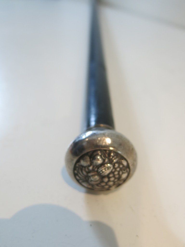 Canne de marche ancienne avec bouton argenté, Enlèvement ou Envoi, Argent