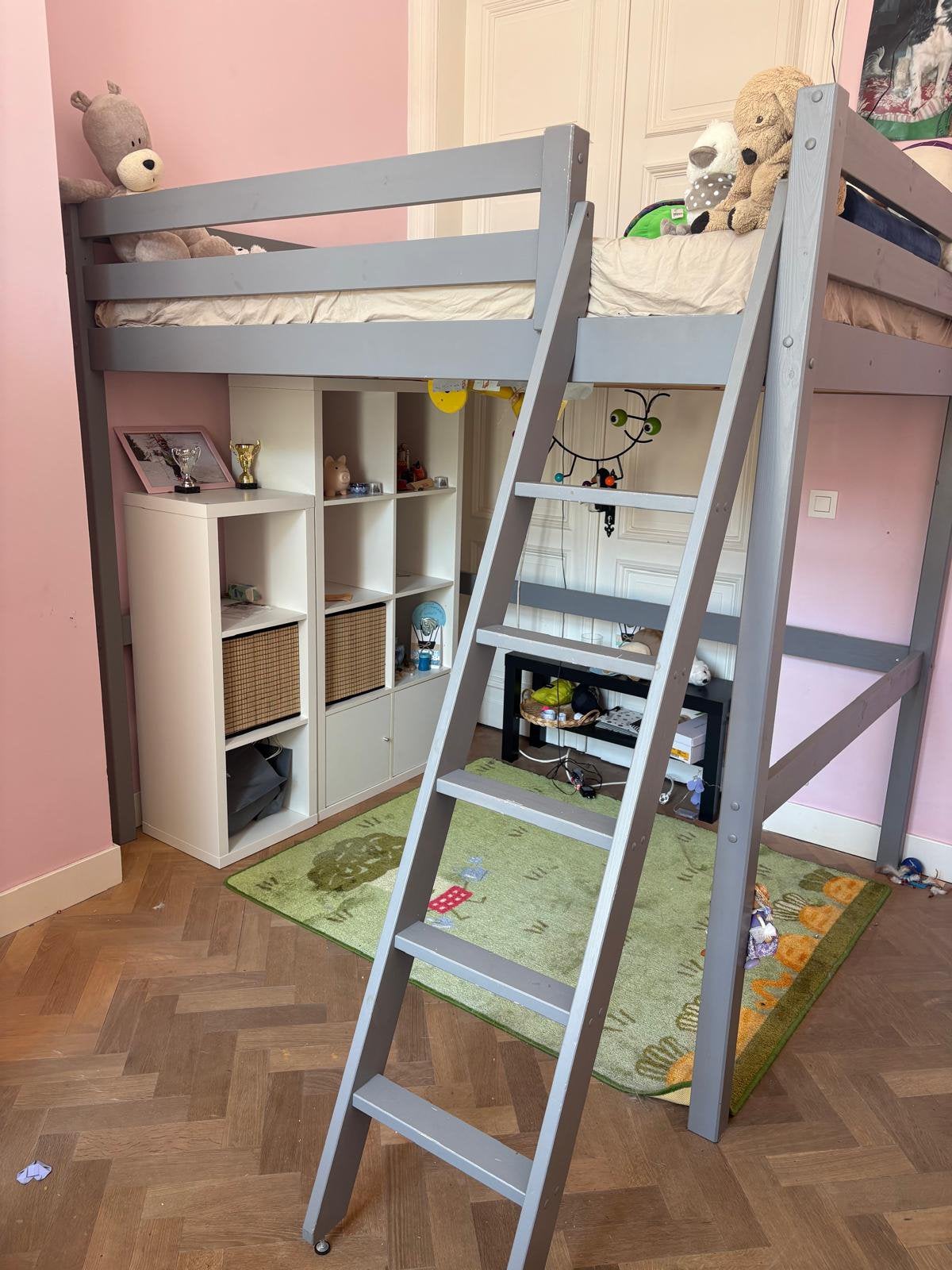 Vipack hoogslaper - mezzaninebed met lattenbodem, Ophalen, Hoogslaper, 140 cm, Zo goed als nieuw