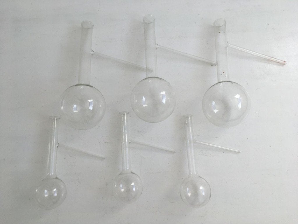 Destillatiekolven 250 en 1000ml - pyrex kookkolf met zijarm, Ophalen of Verzenden, Gebruikt