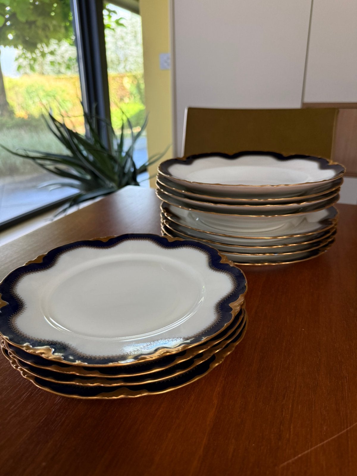 Set van 4 antieke platte, 4 diepe en 4 dessertborden, Ophalen of Verzenden