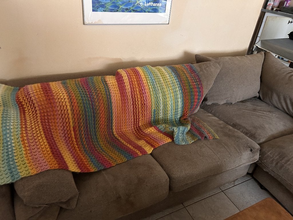 Hoekzetel + gekleurde sprei, Ophalen, Gebruikt, Stof