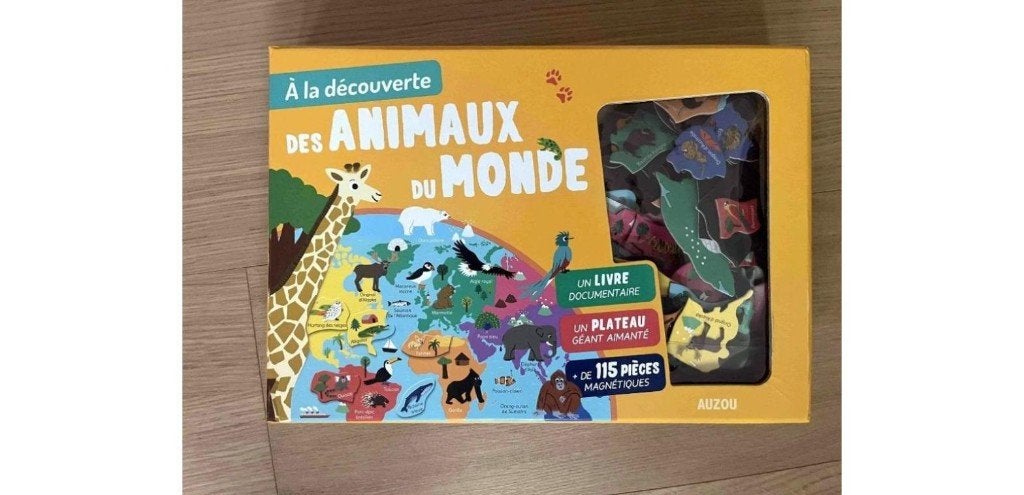 Coffret Auzou animaux du monde – plateau + 115 magnets, Enlèvement ou Envoi, Comme neuf, Découverte