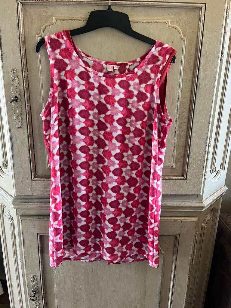 Top rose à fleurs taille XL, Sans manches, Taille 46/48 (XL) ou plus grande, Enlèvement ou Envoi, Rose
