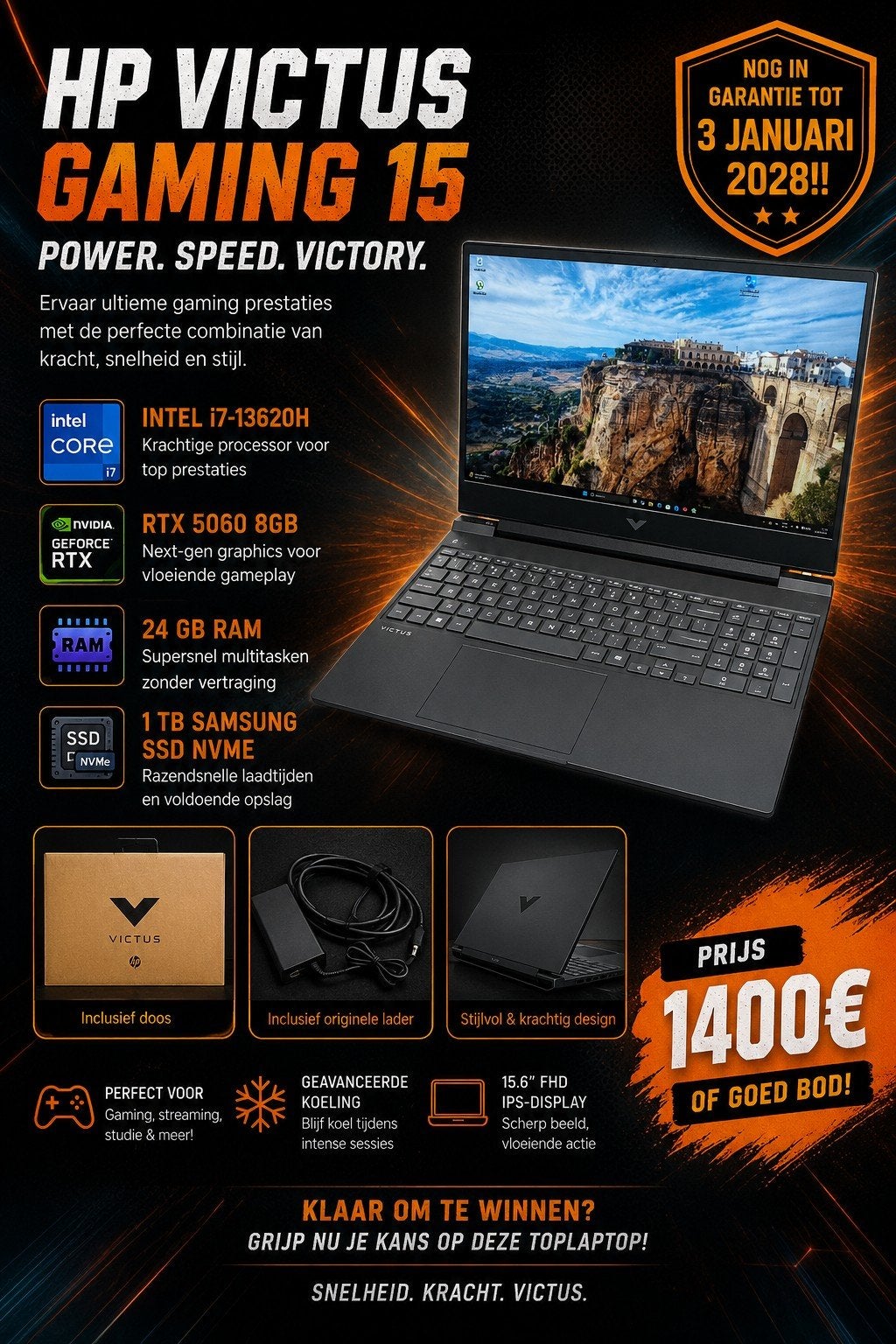 HP VICTUS GAMING 15 RTX 5060 garantie 2028, Enlèvement, Gaming, SSD