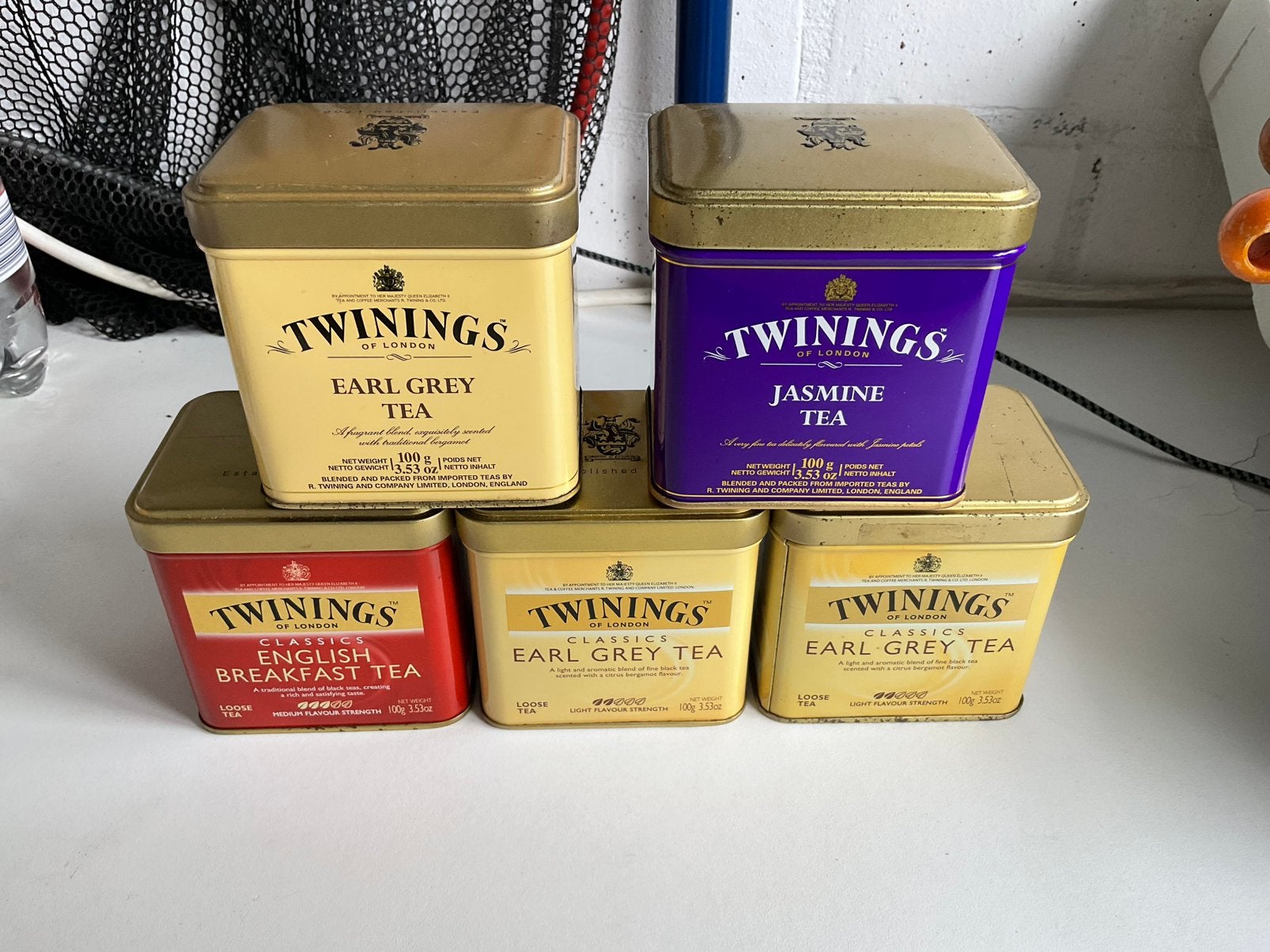 Twinings theeblikken 9x7x9cm, Verzamelen, Blikken, Ophalen of Verzenden, Zo goed als nieuw
