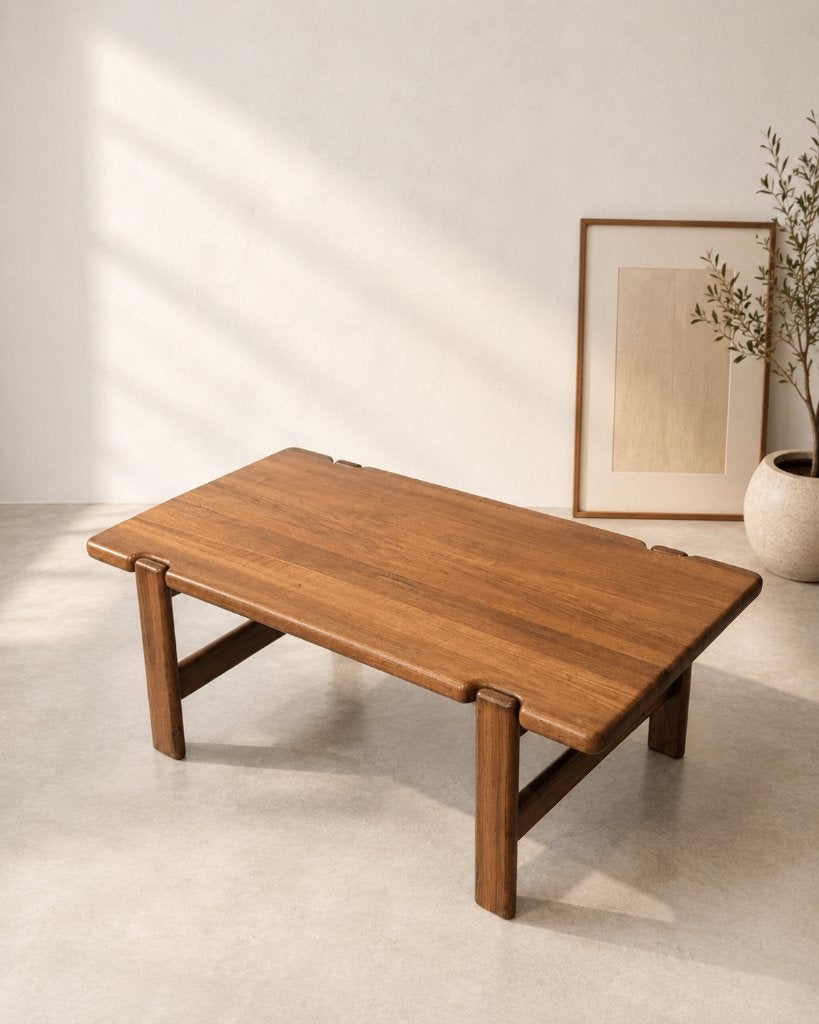 Deense vintage salontafel van massief teakhout, Huis en Inrichting, Ophalen, Rechthoekig, Teakhout