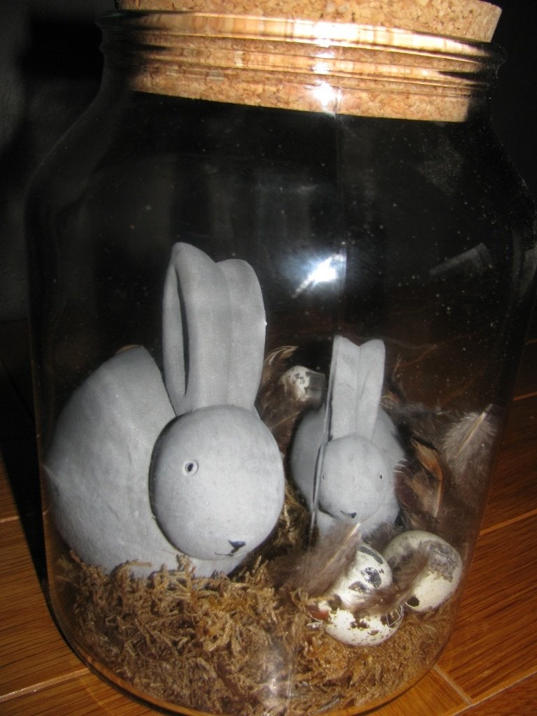 stolp met kurk en konijntjes, Inclusief decoratie, 14 cm, Ophalen of Verzenden, Zo goed als nieuw