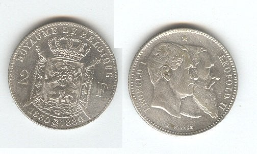 Belgique : 2 francs 1830/1880 dans Beautiful = Morin 190, Timbres & Monnaies, Monnaie en vrac, Argent, Argent, Envoi