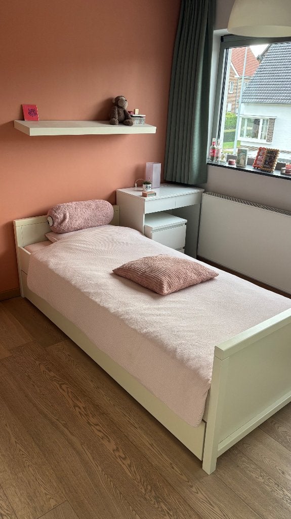 Wit eenpersoonsbed IKEA, Huis en Inrichting, Slaapkamer | Bedden, Ophalen, 90 cm, Eenpersoons, Wit