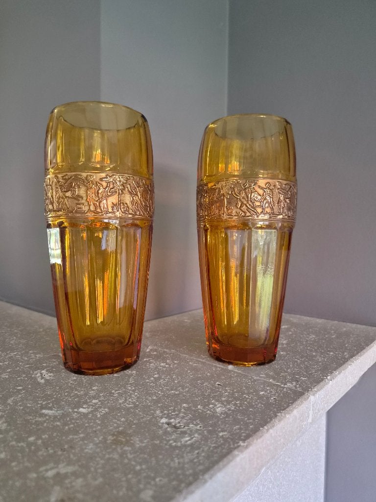 Zeldzaam paar Moser Art Deco vazen, Ophalen